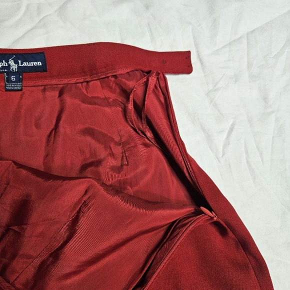 Vintage Ralph Lauren Red Wool Pencil Skirt Made in USA Size 6 - Picture 4 of 6